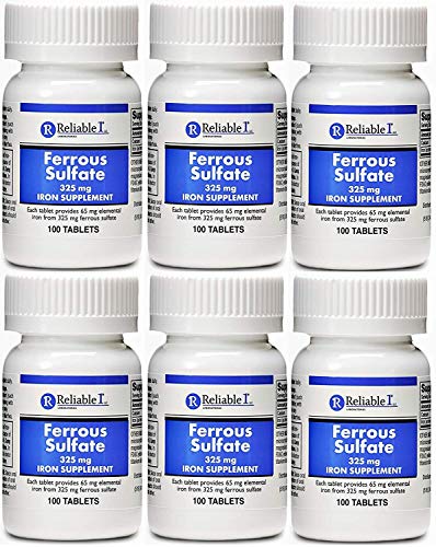 Ferrous Sulfate Iron 325 mg Generic for Feosol 100 Tablets PACK of 6