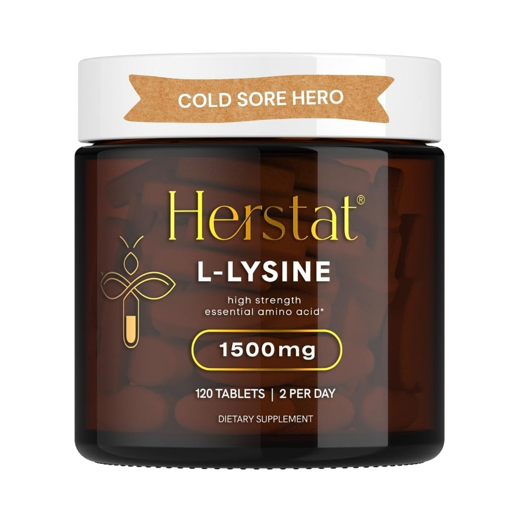 Herstat L-Lysine 1500mg | High Potency Essential Amino Acid, Vegetable Tablets, 120ct