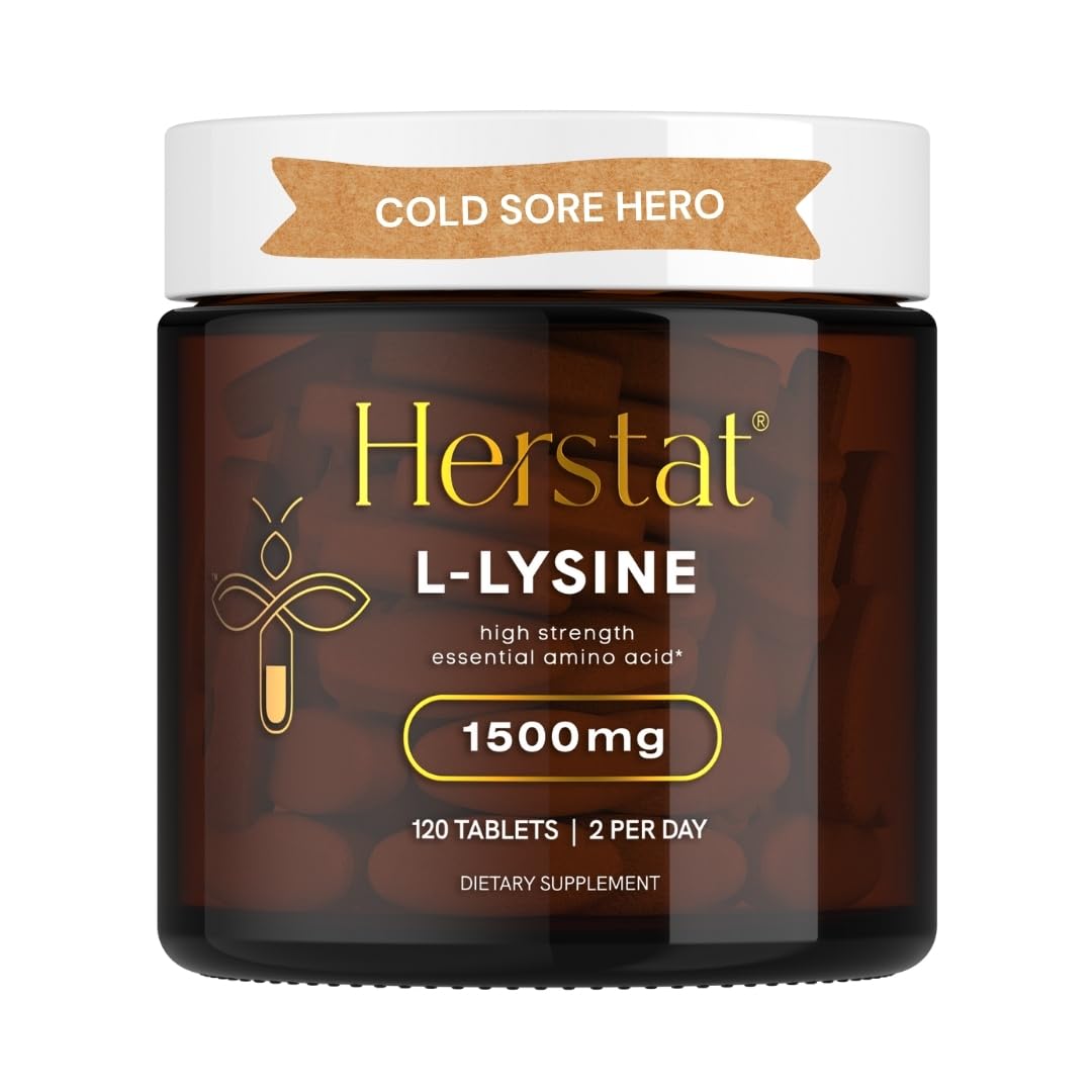 Herstat L-Lysine 1500mg | High Potency Essential Amino Acid, Vegetable Tablets, 120ct