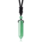 TIKCAUZ Green Aventurine Hexagonal Necklace Natural Crystal Point Pendant with Adjustable Rope Reiki Healing Stone Necklace Hand
