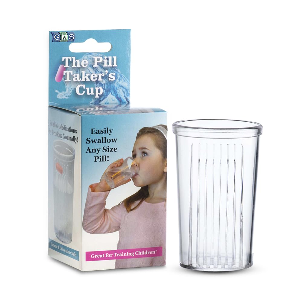 GMS Pill Taker Cup - Makes Swallowing Medium to Large Tablets, Capsules & Pills Easy - Simply Drink Medicines Along with Water -