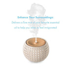 Ellia , Gather Ultrasonic Aroma Diffuser , Grey , Ceramic & Wood | 200mL Humidifier with Color-Changing Light & Mood Sounds | 10