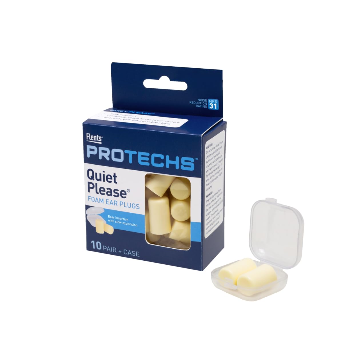 Flents Ear Plugs, 10 Pair with Case, Ear Plugs for Sleeping, Snoring, Loud Noise, Traveling, Concerts, Construction, & Studying,