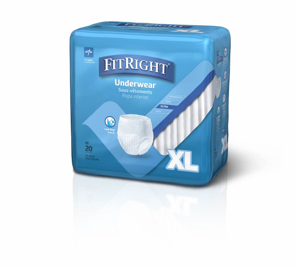 FitRight Ultra Protective Incontinence Underwear, Heavy Absorbency, XL, 56 to 68, 20 Count