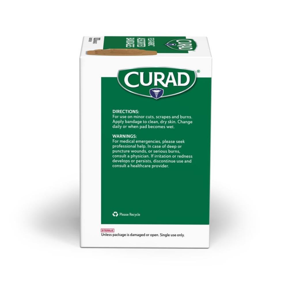 CURAD Flex-Fabric Adhesive Bandages, Assorted Sizes, Durable and Flexible Protection, 100 Count (Pack of 6)