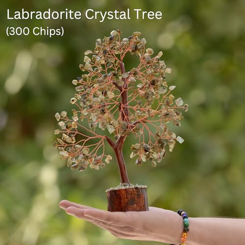 Labradorite Crystal Trees for Home and Office Decoration, Chakra Healing Crystals Feng Shui Handmade Trees for Positive Energy,