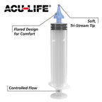 Acu-Life Ear and Ear Wax Cleaner for Humans, Includes 10 Saline Packs, Syringe with Tri-Stream Tip and Basin