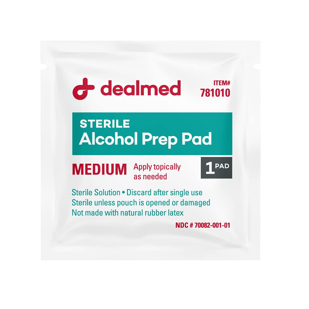 Dealmed Alcohol Prep Pads - 2000 Count Medium Latex-Free Gamma Sterilized Antiseptic Wipes, Wound Care Products for First Aid Ki