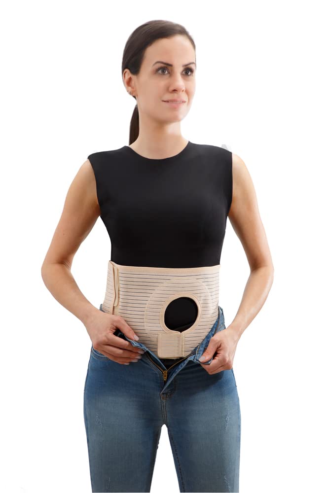 Movibrace Abdominal Ostomy Belt for Post-Operative Care after Colostomy or Ileostomy Surgery Unisex Abdomen (Medium, Beige)