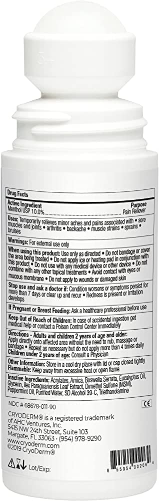 CryoDerm Cold Therapy 3 oz Roll On (2 Pack)