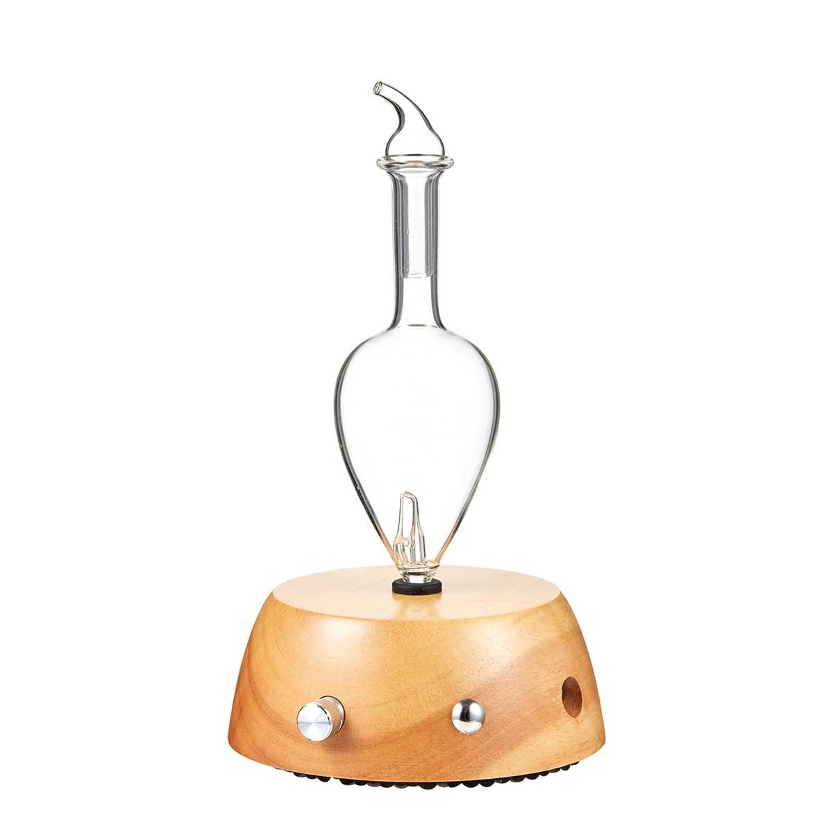 Elegance Nebulizing Essential Oil Diffuser for Aromatherapy by Organic Aromas - Light-Colored Wood Base and Glass Reservoir