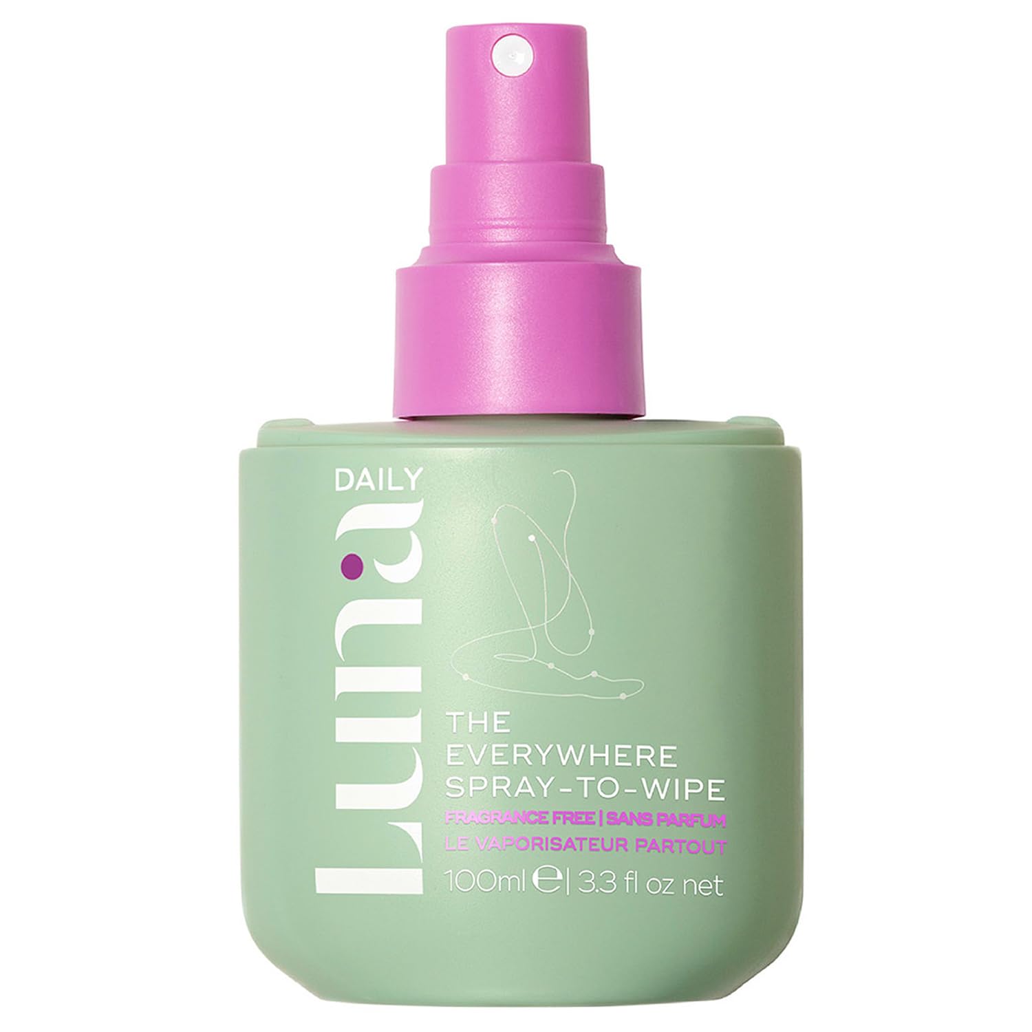 Luna Daily The Everywhere Spray-to-Wipe | Fragrance- Free | Gentle Cleansing Spray for Face, Body & Intimate Use - No Rinse, Hyp
