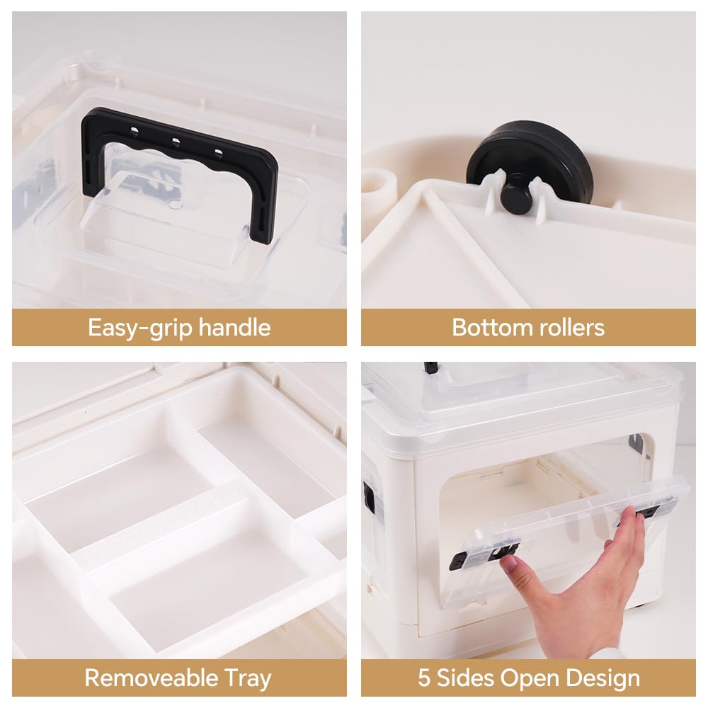 DOUKE 22qt Medicine Organizer Storage Box - Plastic First Aid Box Empty with Lid, Stackable Medical Container with Handle & Whee