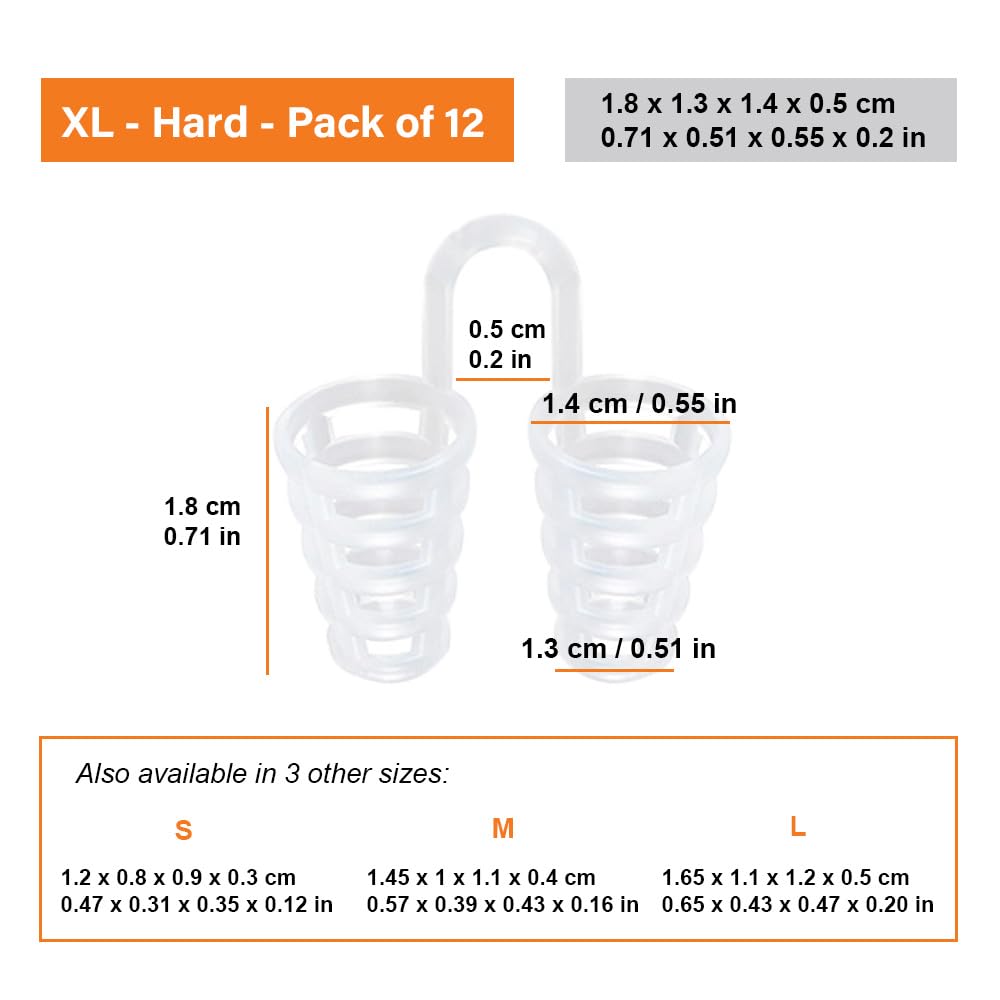 Nose Vent Sinus Relief (Pack of 12 XL Size) Hard Silicone Vents - A Simple Solution for Nasal Snorers - Reusable Snoring Device