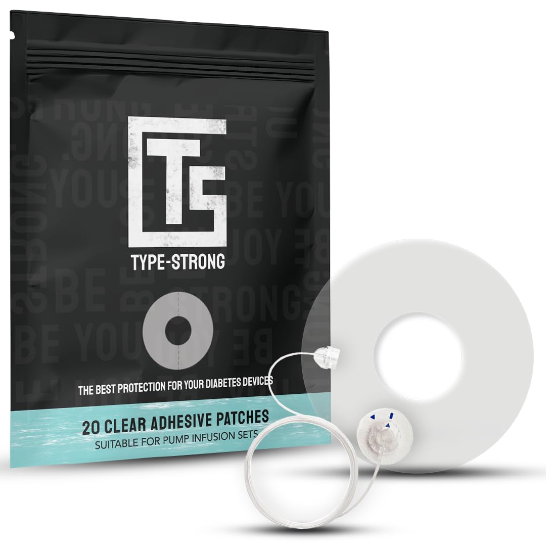 TYPE STRONG Universal Adhesive Patches for Insulin Pumps & Infusion Sets with 25mm Hole for Sensitive Skin. Sweat Proof & Waterp