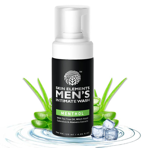 Skin Elements Intimate Wash for Men with Menthol (4.05 fl. oz.) | pH Balanced Foaming Private Part Cleaner | Prevents Itching, I