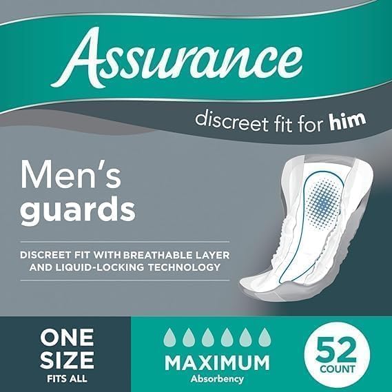 .Assurance Men s Guards, Maximum Absorbency Total 52 Count. (Pack of 1)