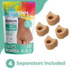 ZenToes Gel Toe Separators for Overlapping Toes, Bunions, Big Toe Alignment, Corrector and Spacer - 4 Pack (Honey)
