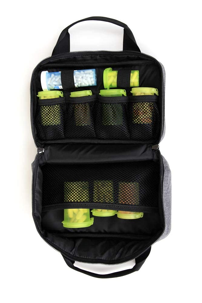 Kaddy Secure Pill Organizer Box, Storage for Bottles of Medicine or Supplements; Toiletry; Travel or Home, TSA Approved Lock(Gre