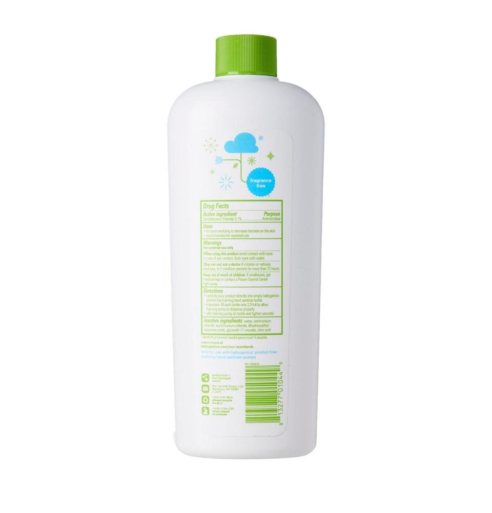 Babyganics Alcohol-Free Foaming Hand Sanitizer Bottle, Fragrance Free, 16oz Refill Bottle, Packaging May Vary