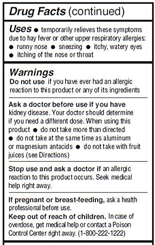 Cabinet: 24-Hour Non-Drowsy Allergy Relief Fexofenadine Hydrochloride 180mg | Antihistamine for Pollen, Hay Fever, Dry, Itchy Ey