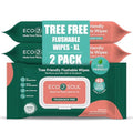 Eco Soul [Pack Of 2, 48 Count] Flushable ExtraLarge Adult WipesUnscented | EcoFriendly Compostable| 99% Purified Water, Hypoa