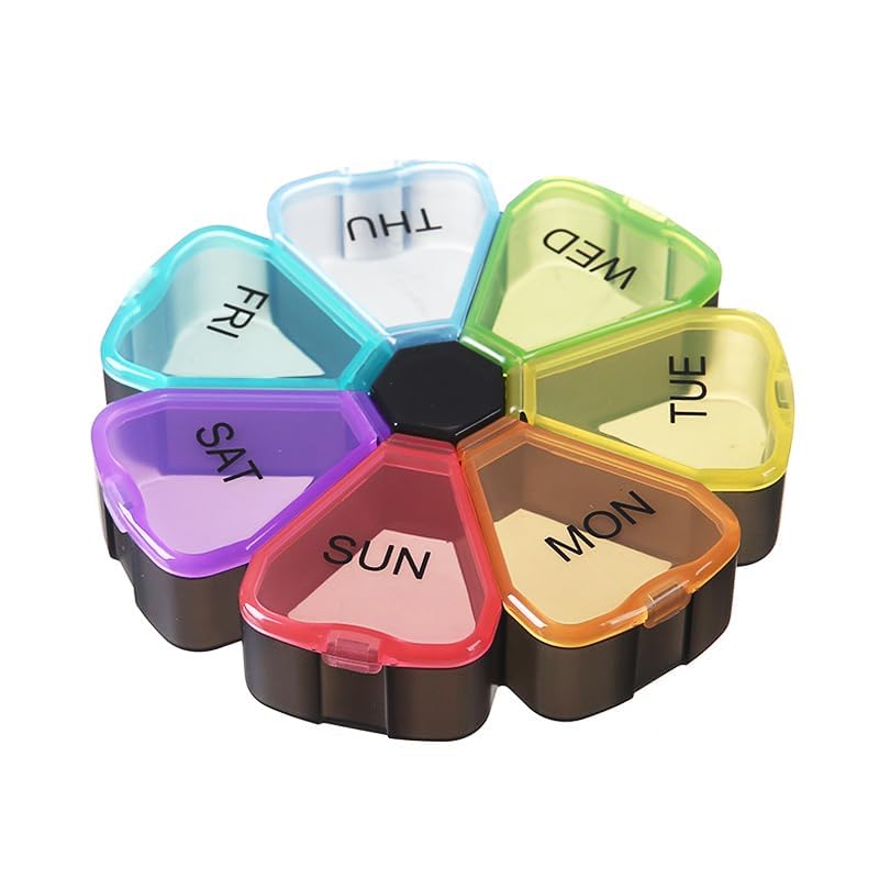 Wopanxye Weekly Pill Organizer 7 Day, Cute Portable Large Daily Medicine Box, Easy to Open, BPA Free Travel Pill Case Reminder f