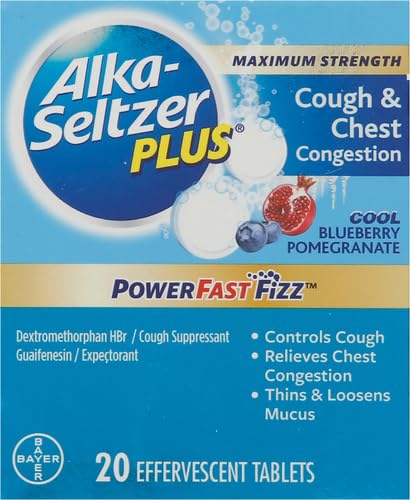 ALKA-SELTZER PLUS Powerfast Fizz, Cough & Chest Congestion Medicine, effervescent Tablets, 20ct