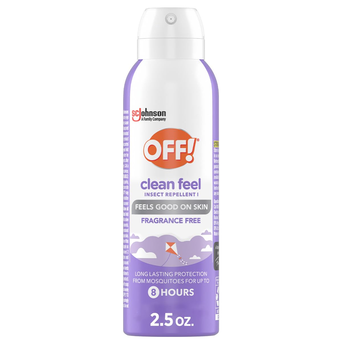 OFF! Clean Feel Travel Size Insect Repellent Aerosol, Fragrance-Free Bug Spray for Lasting Protection from Mosquitoes, 2.5 oz