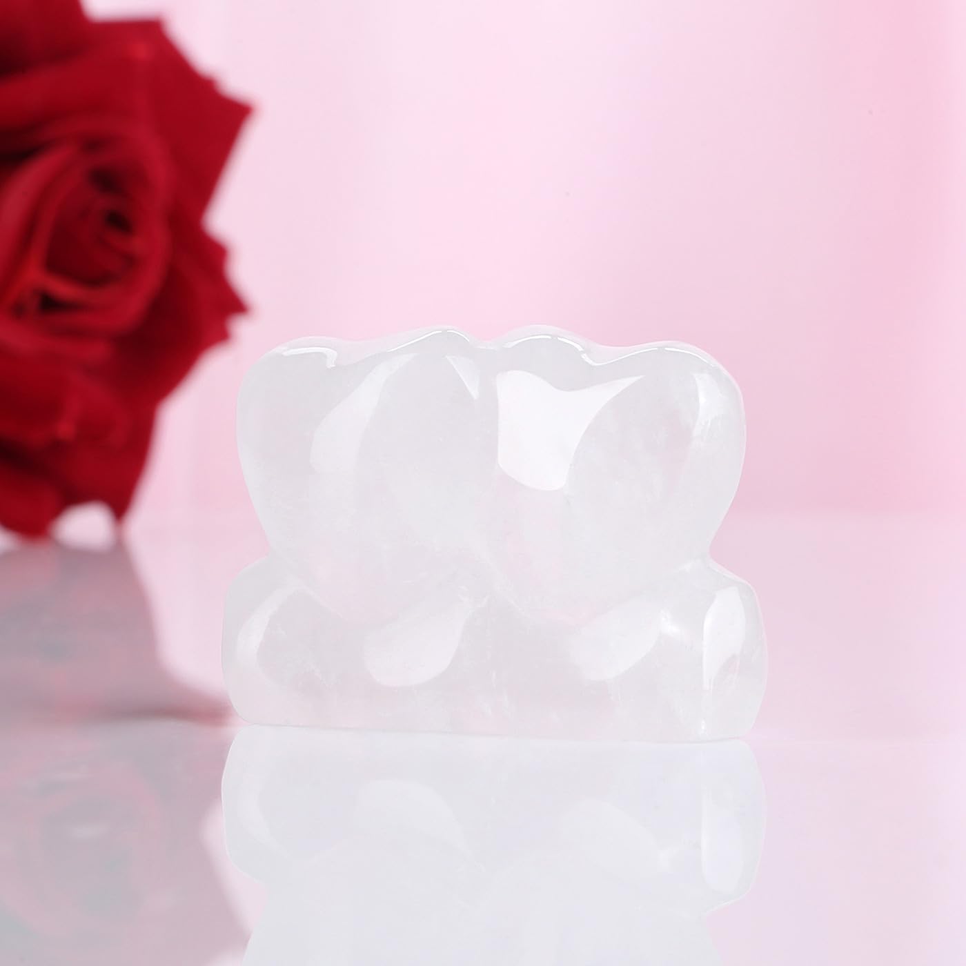 ZHIYUXI 1.8'' Clear Quartz Crystal Double Heart Stone Healing Crystal Heart Shaped Rock for Desk Decor Healing Crystals Polished