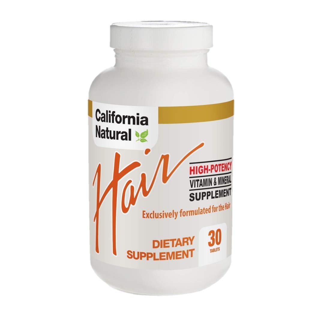 High Potency Hair Vitamin & Mineral Supplement with Biotin - California Natural - Promotes Healthy, Longer and Stronger Hair. - 