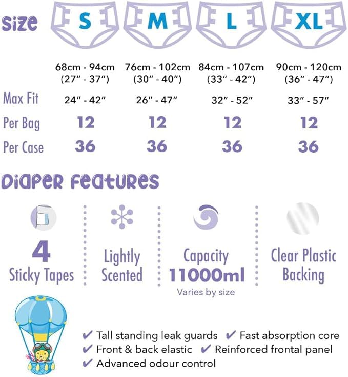 Rearz Daydreamer - Printed Adult Diapers - MEGA 11,000ml Capacity - Sample Pack of 2 (Medium)