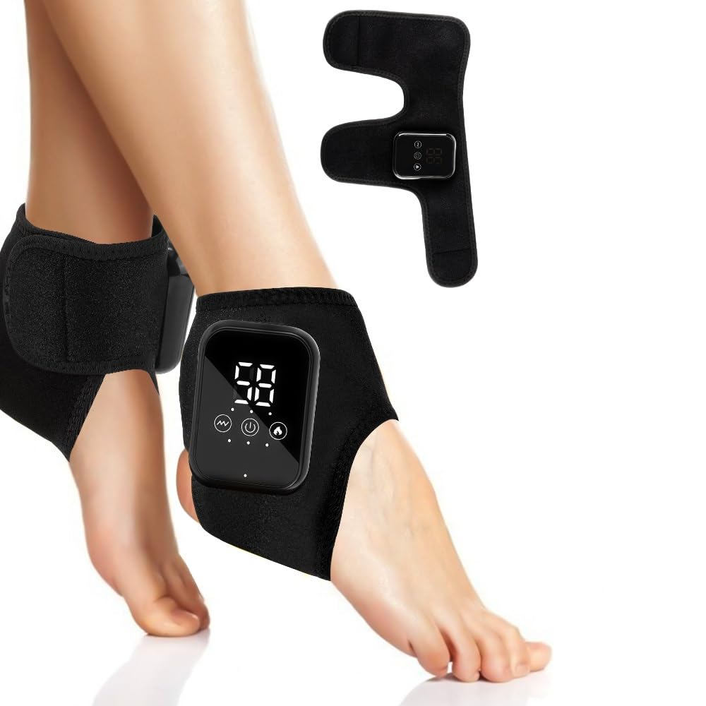 Bathroom stars Updated Foot Ankle Massager with Heat - 3-Level Heat & Vibration Adjustable, Smart Timer, Touch Screen, Compact &
