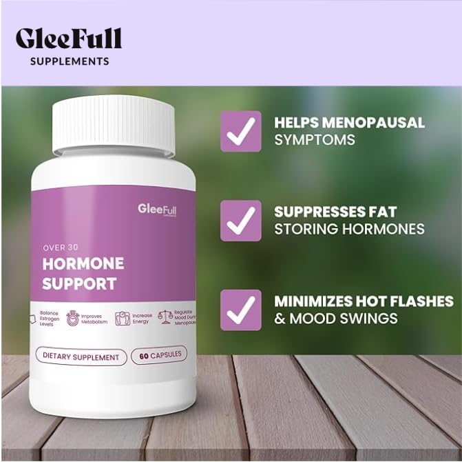 GleeFull Over 30 Hormone Support - Menopause Supplements for Women - Hormone Balance for Women - Hot Flash Relief - Menopause Su