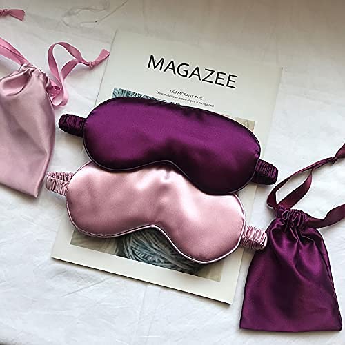 LCBD Silk Satin Sleeping Eye Mask, Dark Purple Sleep Eye Mask Night Blindfold for Women and Men, Soft Breathable Blackout Eyesha