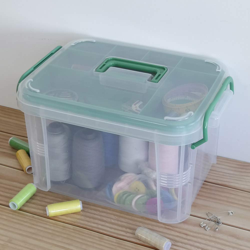 Nesmilers Large Family First-Aid Box, Clear Medicine Storage Box with Tray