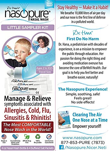 Nasopure Nasal Wash, Little Sampler Kit, The Nicer Neti Pot    Sinus Wash Kit, Comfortable Nasal Rinse 4 Oz Bottle & 4 Salt Pack