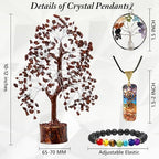 Crystal Trees for Home and Office Decoration, Red Jasper Chakra Healing Crystals Feng Shui Handmade Trees for Positive Energy, M