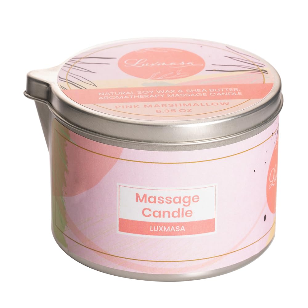 LUXMASA Soybean Wax Scented Massage Oil Candle for Home SPA Treatment- Natural Warm Body Lotion Candle for Stress Relief- Moistu