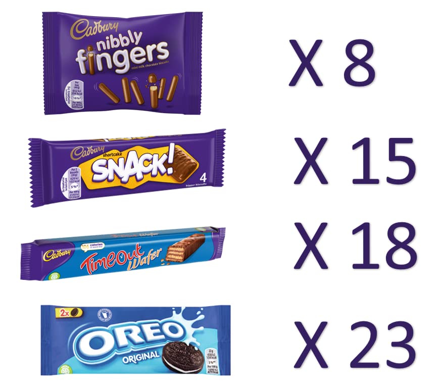 Cadbury & OREO Biscuit 64 Selection Bulk Box of Treats 1.8kg, Hamper, Milk Chocolate Fingers, Time Out, Snack I Sharing Big Bisc