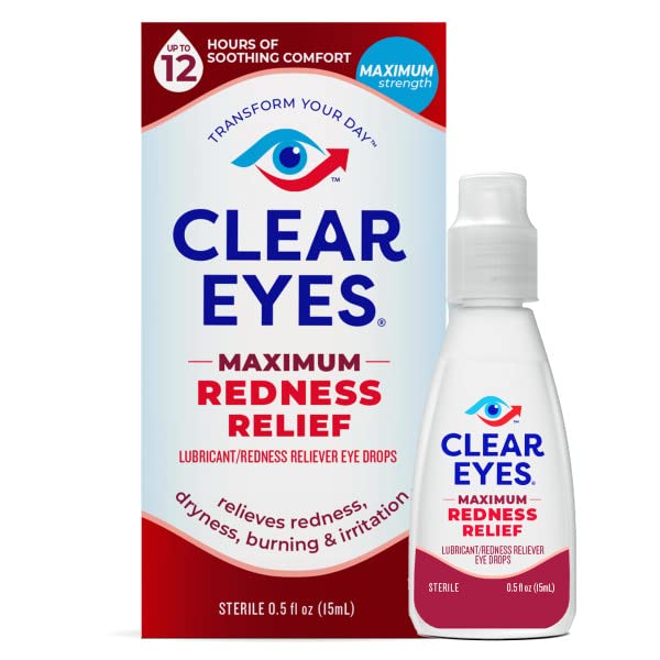 Clear Eyes Maximum Strength Redness Relief Eye Drops, 2 Count