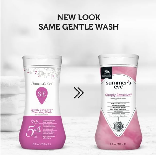 Summers Eve Cleansing Wash, for Sensitive Skin, Simply Sensitive 9 Oz (Pack of 3)