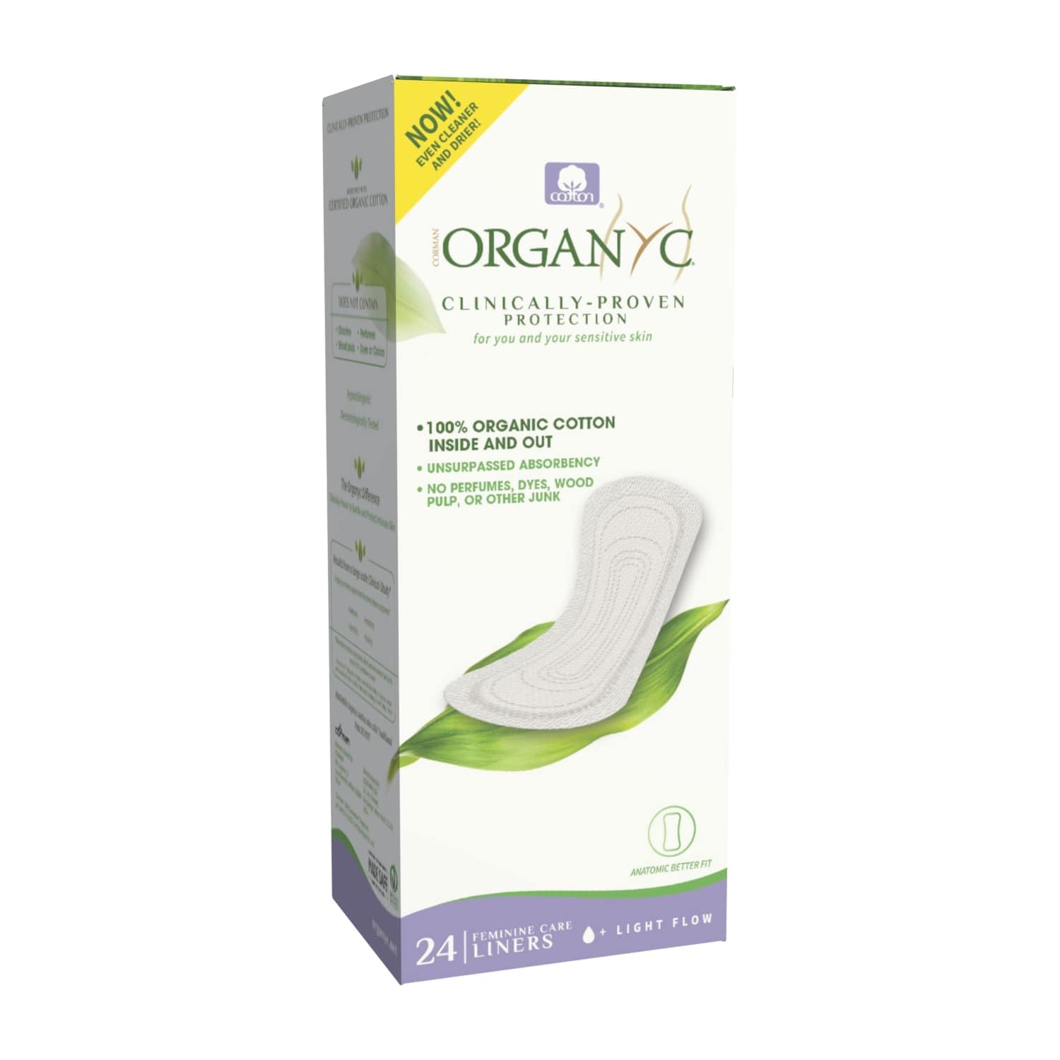 Organyc 100 certified Organic cotton Flat Panty Liner - Everyday Sanitary Pad, Free from Wood Pulp, Perfumes, SAP and chemicals