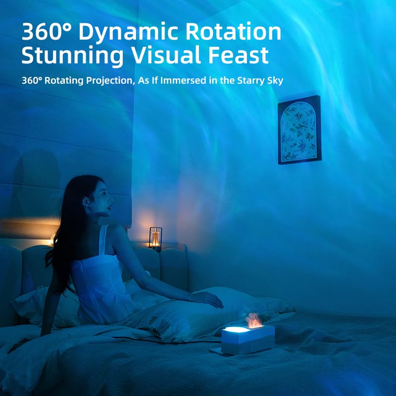 Essential Oil Diffuser, Ripple Projection Vibe Flame Oil Diffuser - Aromatherapy Aroma Humidifier, Upgrade 7 Flame Colors Noisel