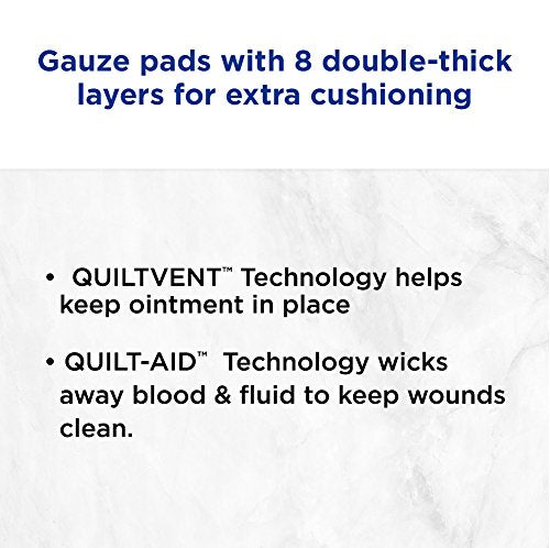 Band-Aid Brand Cushion Care Non-Stick Gauze Pads, Individually-Wrapped, Large, 4 in x 4 in, 10 ct