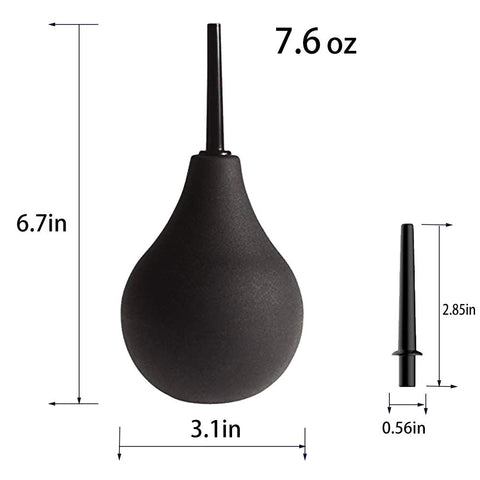 GNEGKLEAN Black Silicone Enema Bulb Kit 7.6oz Clean Anal Douche for Men Women with 19.7in Hose+4 Replaceable Nozzle (Black)