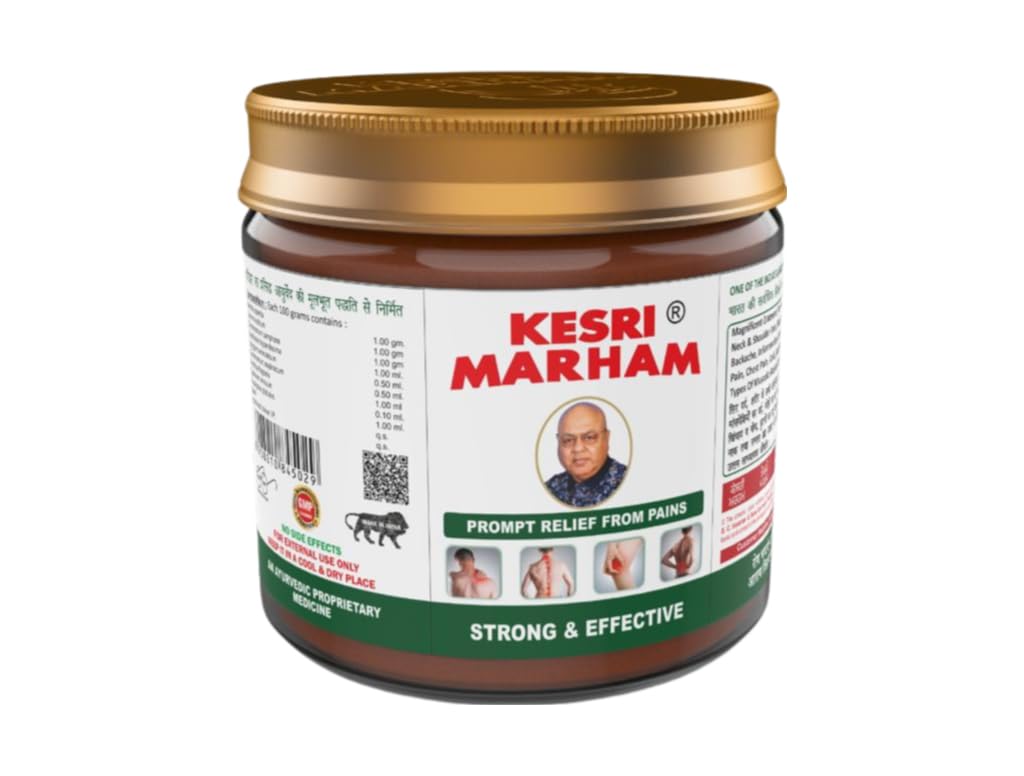 Kesri Marham Massage Rub Balm Made With Natural And Ayurvedic Formulation With Strong Smell (Large Size) 100Gm Non Sticky, Fast
