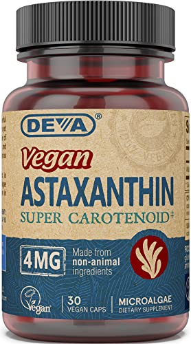 Deva Nutrition Vitamins Astaxanthin 4mg, Vegan, Made from Haematococcus Pluvialis Microalgae, 30 Capsules, 1-Pack