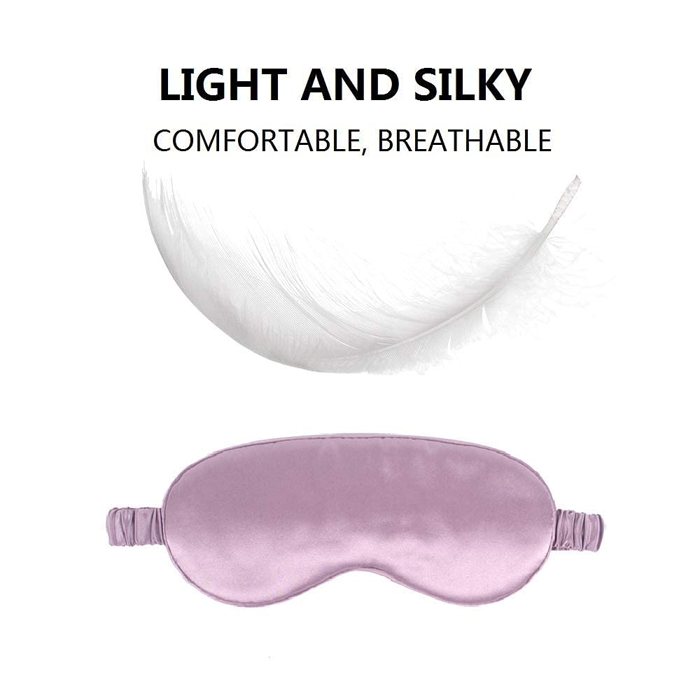 LCBD Silk Satin Sleeping Eye Mask, Light Purple Sleep Eye Mask Night Blindfold for Women and Men, Soft Breathable Blackout Eyesh