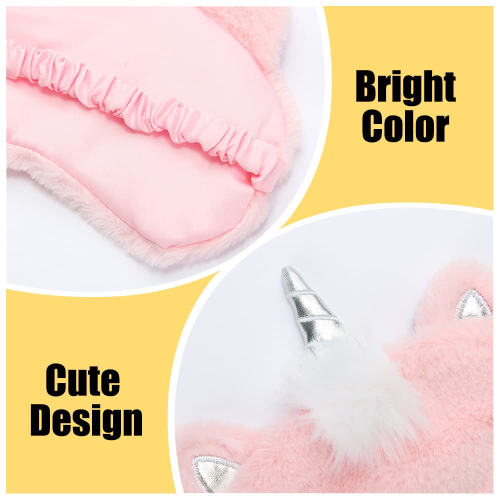 2 Pcs Cute Sleep Mask, Cartoon Eye Mask for Travel Nap Sleep Lunch Break Overnight Party, Soft Plush Blindfold Eye Covers for Wo